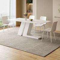 Table à manger de luxe en pierre frittée avec piétement sculptural pour hôtel, restaurant, villa, maison, appartement, salle à manger