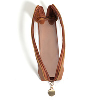 Luxe PU cuir porte-crayon Portable petite fermeture éclair crayon pochette Transparent PVC voyage cosmétique organisateur sac