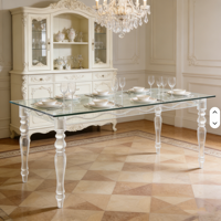 Table à manger moderne en acrylique transparent facile à assembler avec plateau en verre trempé pour meubles de cuisine