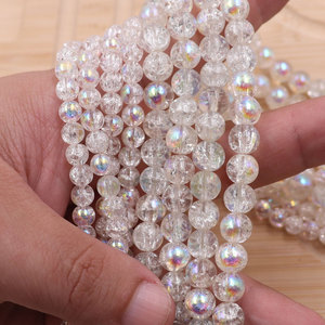 6Mm 8Mm Rõ Ràng Màu Xanh AB Mạ Crackle Pha Lê Thủy Tinh Hạt 80Cm Chiều Dài Mỗi Sợi Tự Làm Đồ Trang Sức Làm Mô Hình Hỗn Hợp Kích Thước Crackle - Product Image 3