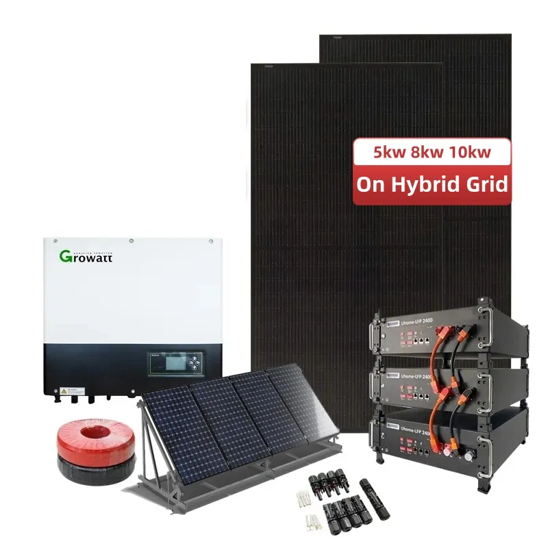 Panel surya 5000 w, semua dalam satu panel surya 5kW 8KW 10KW Model sistem surya pada Grid Hybrid 5000 Watt Set lengkap sistem energi surya