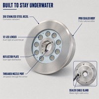 Lumière de piscine subaquatique en acier inoxydable 316, étanche IP68, DC 24V 9W 18W 27W RGB avec télécommande