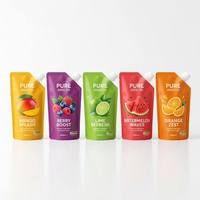 Op maat bedrukte, kleurrijke, lekvrije, food-grade staande verpakkingstas met tuit voor dranken, smoothies en yoghurt
