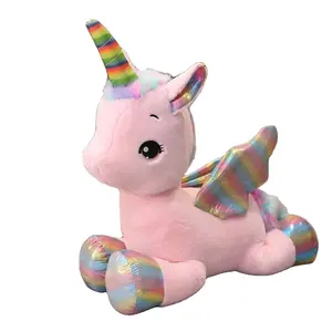 Гигантский размер единорог плюшевая игрушка с радужными светящими крыльями большая плюшевая лошадь для детей категории мягкие игрушки животных