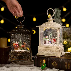 Papai Noel Boneco De Neve Tempestade Lanterna Caixa De Música Decoração Bola De Cristal De Neve Crianças Presente De Natal