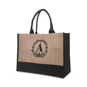 Sacs à provisions en tissu de Jute avec Logo personnalisé, fourre-tout Portable