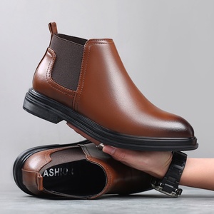 Bottes <span class=keywords><strong>Chelsea</strong></span> pour hommes, style britannique, décontractées, grande taille, à enfiler, mi-mollet, respirantes, à bout pointu - Product Image 2
