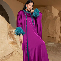 Abaya élégante et modeste pour femmes, manches longues, en polyester respirant, taille unique, pour Dubaï, Ramadan, célébrations turques, vente en gros SJ