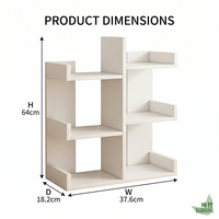 Étagère de présentation de livres à 6 niveaux, support irrégulier minimaliste double fonction pour rangement et exposition, idéal pour chambre et salon (coin)