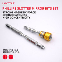 Jeu de 2 embouts de tournevis magnétiques Phillips LJ-60, 65 mm et 100 mm, amovibles, finition miroir, acier S2, tige hexagonale 6,35 mm