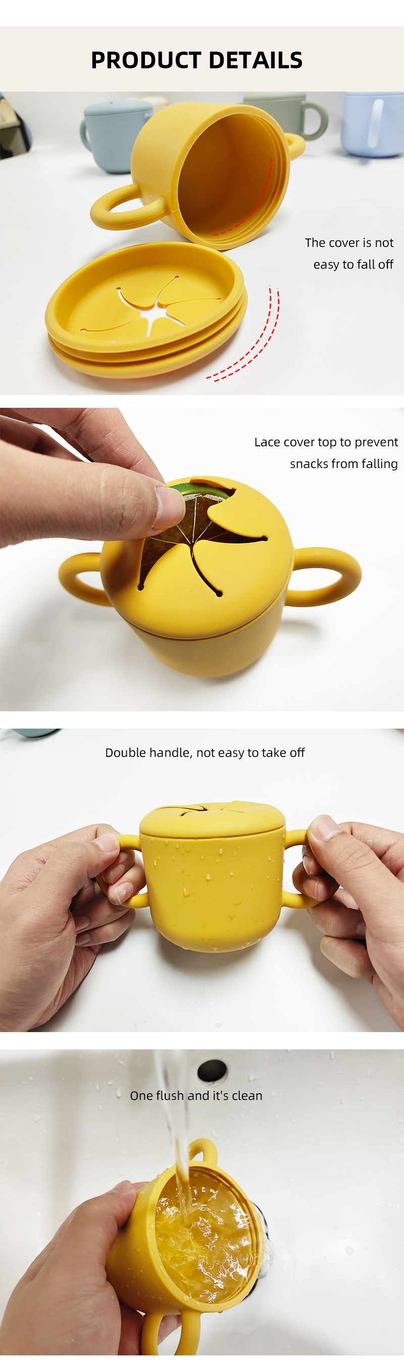 BPA Free Baby Toddler Silicone Snack Cup Unbreakable 4