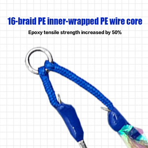 Jig de pêche en fil de soie lumineux haute luminosité avec hameçon robuste <span class=keywords><strong>pour</strong></span> jigging lourd en mer, double tête de jig en acier à haute teneur en carbone - Product Image 2