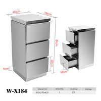 Armoire de rangement de salon en acier inoxydable W-x184, armoire à outils en acier inoxydable à 3 niveaux, finition miroir pour salon de coiffure, spa, salon de manucure