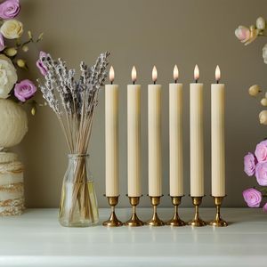 3d Real Flame Home Decoration <b>Set</b> of 2 Smooth Taper Ivory Battery Operated Led <b>Candle</b> - Product Image 3