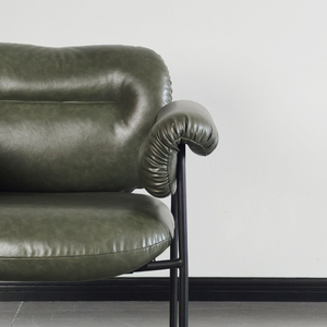 Fauteuil de détente en cuir véritable de style italien minimaliste moderne, design danois, mobilier de salon, marque Fuyas - Product Image 5