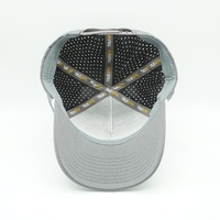 Casquette de golf et de baseball en tissu gris haute performance, à 5 panneaux structurés, avec logo en patch de caoutchouc découpé au laser, personnalisable, pour le sport, marque privée