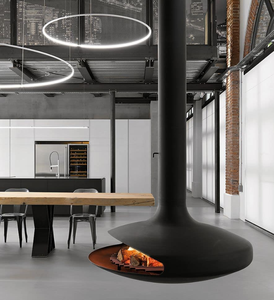 Chimenea <span class=keywords><strong>de</strong></span> Leña Giratoria Suspendida Decorativa para Interiores <span class=keywords><strong>de</strong></span> Casa u Hotel, <span class=keywords><strong>con</strong></span> <span class=keywords><strong>Puerta</strong></span> <span class=keywords><strong>de</strong></span> <span class=keywords><strong>Vidrio</strong></span> y Chimenea - Product Image 6