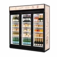 Vitrine Réfrigérée à Trois Portes en Verre, Refroidissement par Air, Éclairage LED, 1500L, pour Chocolaterie