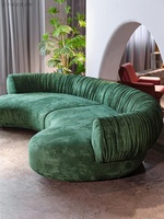 Canapé en velours vert en forme de lune, trois places, rembourré, créatif et unique, pour salon de maison ou d'hôtel