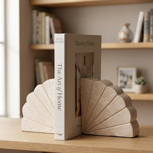 Sujetalibros Decorativos de Concha de Mármol Natural, Juego de Soportes para Libros para Estantería, Oficina, Sala de Estar, Mesa, Organizador de Decoración del Hogar, Par - Product Image 6