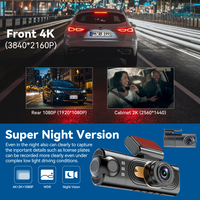 Caméra embarquée 4K à 3 canaux avec objectif Sony, enregistreur vidéo de voiture WIFI avant/arrière 2K, moniteur de stationnement, capteur G, caméra de tableau de bord 4K