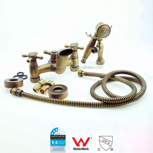 High Quality Two Holes Wall Mount Bath Faucets With Handheld <b>Shower</b> Head Phone Retro Vintage Cooper <b>Shower</b> <b>System</b> LY-1817 Cooper - Product Image 4