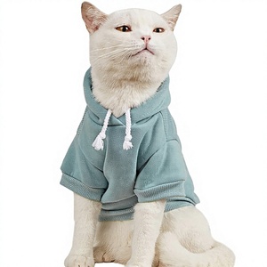 Sweat-shirt à <span class=keywords><strong>capuche</strong></span> pour chien QWINEE, <span class=keywords><strong>pull</strong></span> pour chat, design moderne, chaud, extensible, pour animaux de compagnie de petite/moyenne taille, toutes saisons, bleu cadet - Product Image 1
