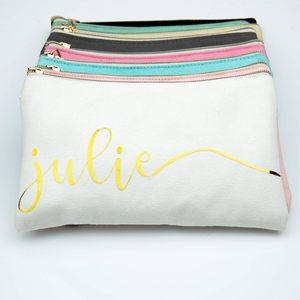 Custom Beauty Cosmetic <b>Bag</b> Toiletry Organic Cotton Canvas Cosmetic Pouch with Custom Bronzing Printing - Product Image 6