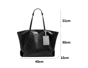 Petit MOQ Sac à main fourre-tout noir pour femme en PU vegan, style vintage, résistant à l'eau, avec fermeture éclair, portable, à bandoulière - Product Image 2