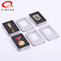Boîte en étain pour boucles d'oreilles, boîte à bijoux, emballage de bijoux, fenêtre claire, Rectangle en argent, Badges artisanaux, boutons, disque U, petite boîte métallique