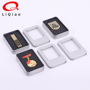 Orecchino gioielli scatola di latta confezione trasparente finestre rettangolo d'argento scatola di latta artigianato distintivi bottoni <span class=keywords><strong>U</strong></span> disco regalo piccola scatola di metallo - Product Image 5