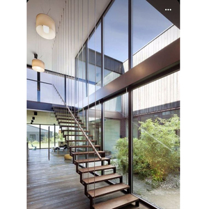 Escalera de madera Edificio de apartamentos prefabricado Interior de madera Recta Pared de acero <span class=keywords><strong>Escaleras</strong></span> suspendidas <span class=keywords><strong>interiores</strong></span> <span class=keywords><strong>para</strong></span> <span class=keywords><strong>espacios</strong></span> <span class=keywords><strong>pequeños</strong></span> - Product Image 4