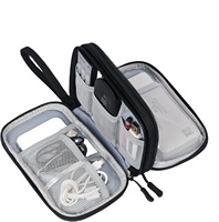 Organisateur de voyage électronique en nylon résistant à l'eau OEM, sac de rangement pour câbles à double couche avec poignée pour accessoires électroniques