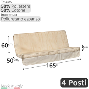 Dondolo da Giardino ECRU a 4 Posti con Tettuccio e Cuscini Confortevoli - Product Image 6