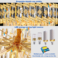 Lámpara de Techo Colgante de Cristal de Lujo Grande con Acabado Dorado y LED Regulable