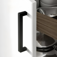 Poignées de meuble carrées en aluminium extrudé massif 128 mm noir mat, tirants de tiroir modernes pour chambre, villa, cuisine, armoire