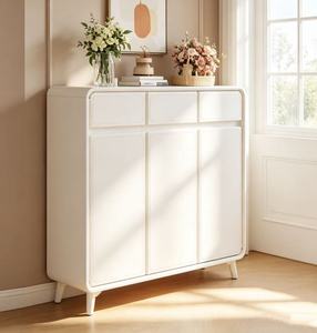 Modern Plastic <b>Shoe</b> Rack With 3 Doors <b>Space</b> <b>Saving</b> Freestanding Living Room Furniture Minimalist Design White Color - Product Image 1