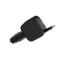 Chargeur de voiture rétractable 30W double port et câble Type-C intégré de 0,65 m pour charge rapide de téléphones et tablettes (vente en gros)