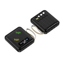 Logo personnalisé 20000mah banque d'alimentation haute capacité chargeur mobile 4 1 câble mince type-c mini banque d'alimentation mobile 10W PB13