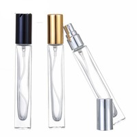 Flacons de parfum miniatures carrés transparents rechargeables vintage à fond épais personnalisés de 10 ml, échantillons de parfum en verre, flacons de parfum avec impression d'écran, pompe