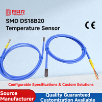 Kabel pelindung silikon yang dapat disesuaikan 3 kawat permukaan standar dipasang untuk Sensor suhu DS18B20