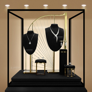 Elegante Expositor de Joyería de Metal, Soporte Personalizado de Microfibra Moderno para Aretes y Collares, Busto Negro para Exhibición de Joyas - Product Image 6