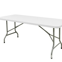 Table pliante portable 6 pieds, blanche, rectangulaire, en plastique, mobilier d'extérieur, pliable, pour banquet, restauration, camping