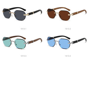 Lunettes de soleil sans monture à logo personnalisé Lunettes de soleil pour homme en bois de créateur de marque 2024 - Product Image 2