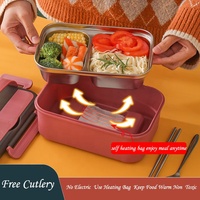 Boîte à lunch en acier inoxydable auto-chauffante de haute qualité, conteneur de repas pour le camping avec chauffe-MRE