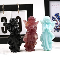 Vente en gros Anges en cristal de quartz sculptés sur pierre de cristal pour la décoration de la maison