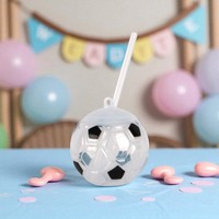 Football Ball Forme Tasse Tasses Avec Couvercle Paille Partie Bar Verres En Plastique Réutilisable Football Tasses En Vrac Tasse Sport Thème Fête Fournitures