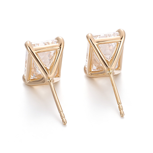 Boucles d'oreilles clous en or jaune AU750 pour femme, tendance, avec diamants de laboratoire taille émeraude IGI VVS 1-10 carats, bijoux fins sur mesure - Product Image 2