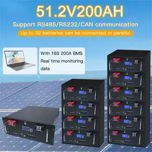 Factory Direct Sale 48V 50aAh100Ah Rack Mounted 5KWh Solar Battery Rechargeable Off Grid Power Supply With Built-in BMS