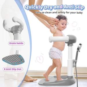 Support de bain pour bébé anti-<span class=keywords><strong>d</strong></span>érapant pour enfant en bas âge debout tour de douche réglable bain pour bébé avec support de douche - Product Image 4